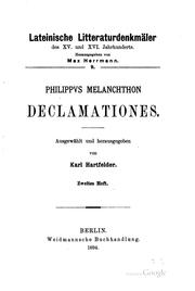 Cover of: Philippvs Melanchthon Declamationes. by Philipp Melanchthon