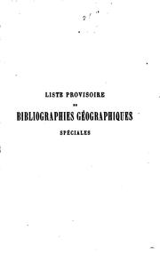 Cover of: Liste provisoire de bibliographies géographiques spéciales by Jackson, James