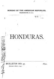 Cover of: Honduras by International Bureau of the American Republics.