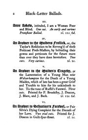 Cover of A catalogue of an unique collection of ancient English broadside ballads