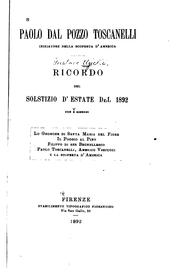 Cover of: Paolo dal Pozzo Toscanelli: iniziatore della scoperta d'America; ricordo del solstizio d'estate del 1892 ...