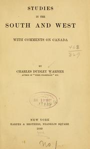 Cover of: Studies in the South and West: with comments on Canada