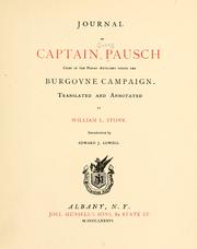Cover of: Journal of Captain Pausch, chief of the Hanau Artillery during the Burgoyne Campaign. by Georg Pausch