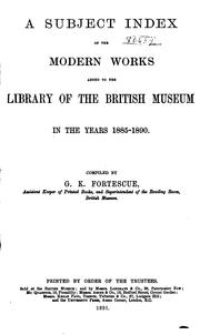 Cover of: A subject index of the modern works added to the library of the British museum in the years 1880-[95]