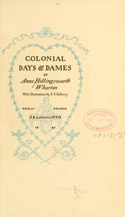 Cover of: Colonial days and dames by Anne Hollingsworth Wharton
