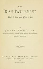 Cover of: The Irish Parliament by J. G. Swift MacNeill
