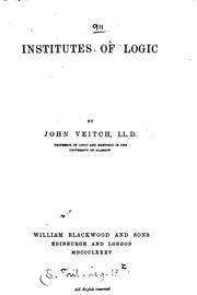 Cover of: Institutes of logic