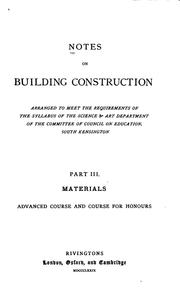 Cover of: Notes on building construction by Henry Fidler