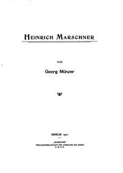 Cover of: Heinrich Marschner