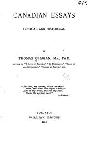 Cover of: Canadian essays by O'Hagan, Thomas