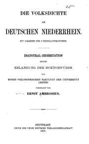 Cover of: Die volksdichte am deutschen Niederrhein ... by Ernst Ambrosius, Ernst Ambrosius