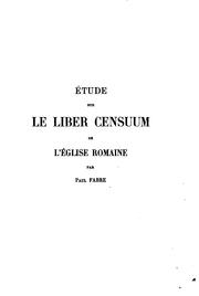 Cover of: Étude sur le Liber censuum de l'Église romaine ...