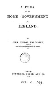 Cover of: A plea for the home government of Ireland.