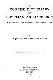 Cover of: A concise dictionary of Egyptian archaeology. by Mary Brodrick, Mary Brodrick