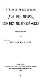 Cover of: Cyriacus Spangenberg von der Musica und den Meistersängern