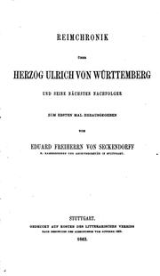 Reimchronik über Herzog Ulrich von Württemberg und seine nächsten Nachfolger, zum ersten Mal