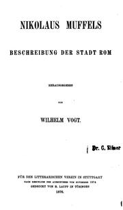 Cover of: Nikolaus Muffels Beschreibung der Stadt Rom