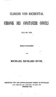 Cover of: Ulrichs von Richental Chronik des Constanzer Concils 1414 bis 1418 by Ulrich von Richental