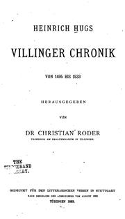 Cover of: Heinrich Hugs Villinger Chronik von 1495 bis 1533 by Heinrich Hug