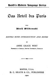 Cover of: Das Urteil des Paris by Adolf Wilbrandt