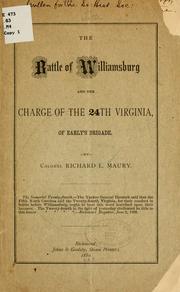 Cover of: The battle of Williamsburg and the charge of the 24th Virginia, of Early's Brigade