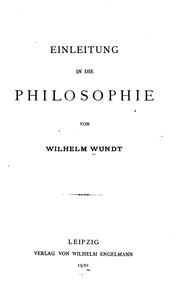 Cover of: Einleitung in die philosophie by Wilhelm Max Wundt