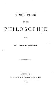 Cover of: Einleitung in die Philosophie