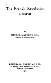 Cover of: The French revolution by Mathews, Shailer