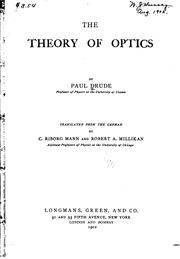 Cover of: The theory of optics