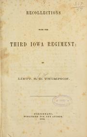 Cover of: Recollections with the Third Iowa regiment by Seymour D. Thompson