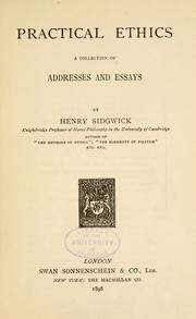 Cover of: Practical ethics by Henry Sidgwick