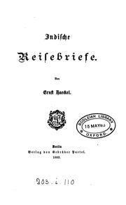 Cover of: Indische Reisebriefe. by Ernst Haeckel