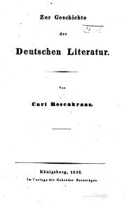 Cover of: Zur geschichte der deutschen literatur.