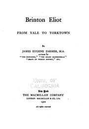 Cover of: Brinton Eliot: from Yale to Yorktown