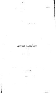 Cover of: Giosue Carducci; impressioni e ricordi di Giuseppe Chiarini.