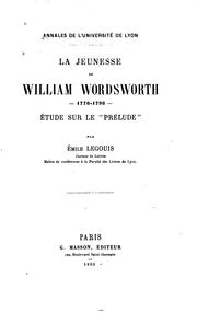 Cover of: La jeunesse de William Wordsworth, 1770-1798: étude sur le "Prélude"