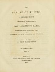 Cover of: The nature of things by Titus Lucretius Carus