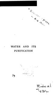 Cover of: Water and its purification by Rideal, Samuel