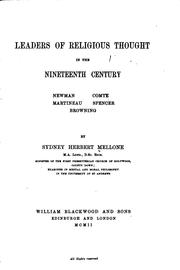 Cover of: Leaders of religious thought in the nineteenth century: Newman, Martineau, Comte, Spencer, Browning