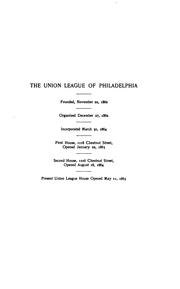 Cover of: Chronicle of the Union league of Philadelphia. 1862-1902 ...