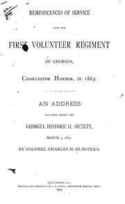 Cover of: Reminiscences of service with the First volunteer regiment of Georgia, Charleston harbor, in 1863