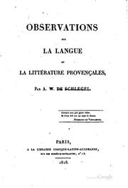 Cover of: Observations sur la langue et la littérature provençales