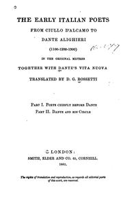 Cover of: The Early Italian poets from Ciullo d'Alcamo to Dante Alighieri (1100-1200-1300): in the original metres, together with Dante's Vita nuova