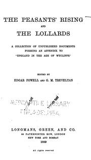 Cover of: The peasants' rising and the Lollards: a collection of unpublished documents forming an appendix to "England in the age of Wycliffe."