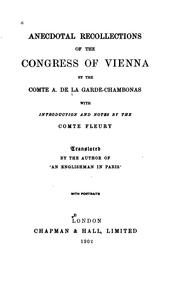 Cover of: Anecdotal recollections of the Congress of Vienna