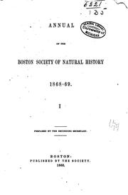 Cover of: Annual of the Boston Society of natural history, 1868-69.