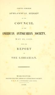 Cover of: Catalogue of the officers and members of the American antiquarian society.: May, 1839.