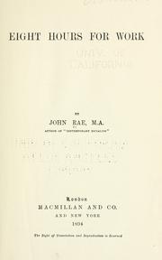 Cover of: Eight hours for work by Rae, John