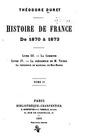 Cover of: Histore de France de 1870 à 1873 ...