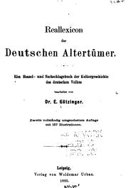 Cover of: Reallexicon der deutschen altertümer.: Ein hand- und nachschlagebuch der kulturgeschichte des deutschen volkes